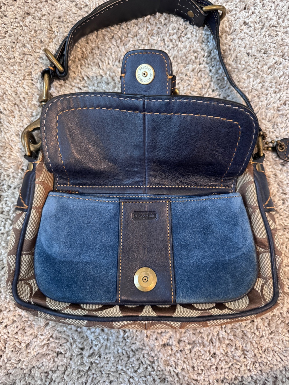 Rare Vintage Coach 7061 Blue Soho Demi Baguette Shoulder Bag - Picture 3 of 14